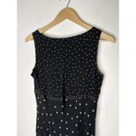 Ann Taylor Vintage Dress Womens Size 10 Black Polka Dots Tan Ruffle Trim Ribbon Photo 4