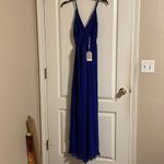 NWT Beyond Words Royal Blue Pleated Open Back Jumpsuit Sz XS Photo 3