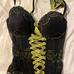 Brand New La Fee Verte Women's Size 34D Black Yellow Bustier Corset Photo 0