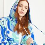 Hill House Allie Zip Up Sweatshirt Hoodie Kaleidoscopic Beach Blue Fleece S NWT Photo 3