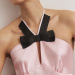 Anthropologie Bow Halter Satin Slip Mini Dress, Size M Photo 4