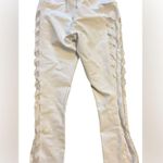 Alo Yoga  Crop Leggings Pants w Lattice Side Cutouts Mesh sz XS White EUC Summer Photo 1