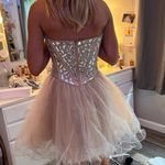 Sherri Hill Champagne & Silver Homecoming Mini Dress Photo 5
