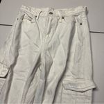 Old Navy Extra High Rise Sky-Hi Wide Leg Cargo Pants in Cream Ecru Size 2 EUC Photo 2