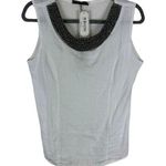 Lungo L'Arno NWT White Beaded 100% Linen Tank Blouse Made In Italy Size L Size L Photo 0