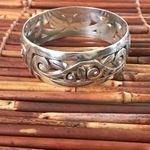 Brighton Silver Filigree Scroll Bangle Bracelet With Crystal Accents Photo 1