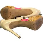 Vince Camuto  Canaday Heels Womens 8 Hot Pink Beige Cork Peep Toe Stiletto Retro Photo 8