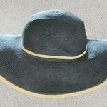 Charter Club  black tan trim bow straw wide brim hat Photo 0