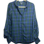 Greyson Puff Sleeve Button Down Shirt Women's Sz. M Green Size M Photo 0