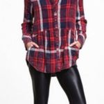 Free People Easy Street Plaid Long Sleeve tunic blouse red blue sz XS Photo 0
