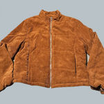 Pumpkin Orange Corduroy Women’s Jacket Coat Fall Autumn puffer outerwear warm Size M Photo 0