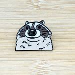 Up Close Raccoon Funny Soft Enamel Pin, Trash Panda Pin Gray Photo 1