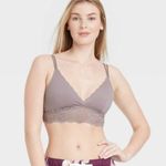 Auden Intimates Scallop Edge Lace Trim Unlined Bralette Purple Size S Size M Photo 5
