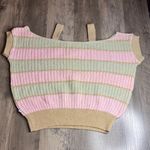 Wrangler Vintage  Striped Knit Sweater Top in Pink and Green Photo 3