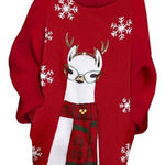 Ugly Christmas Sweater Women’s Oversized Turtleneck Red Christmas Sweater(Size Medium) Photo 0