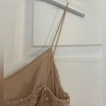 Adrianna Papell light pink beaded bridesmaid gown maxi size 6 thin strap v neck Photo 5