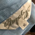 1950s vintage baby blue light polka dot long sleeve pleated shoulder button down romantic victorian era shirt Size 10 Photo 2