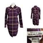 Duluth Trading Co Folklore Flannel Duster Purple elderberry windowpane plaid Photo 1