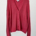 Michael Stars [] Pink Wool Blend Open Knit Cozy V-Neck Cardigan Sweater Sz Large Photo 0