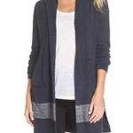 Barefoot Dreams Coastal Hooded Sweater Hoodie Stripe Pockets Cozy Chic Photo 0