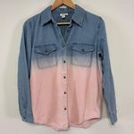 Tribal Jeans Blue and Pink Ombre Denim Shirt Size S Photo 0