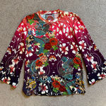Johnny Was  Adelena Kimono Sleeve Tee Multicolor Womens XXS NWT Photo 0