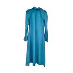 Jigsaw Japanese Crepe Shirt Dress Size US 4 Long Sleeve Maxi Dusty Blue Photo 5