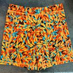 Aerie OFFLINE Printed Leaf Bike Shorts XL High Rise Activewear Orange Photo 0