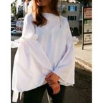 cupio  Blouse Top Shirt 3/4 Bell Sleeve White Size Large Photo 2