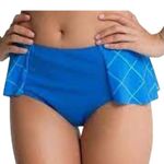 Spanx Flirty Skirted Bottom Womens 16 Electric Blue Green Ruffled Plaid Swim Photo 1