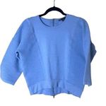 Armani Exchange Blue Boxy Mixed Texture Zip Back Sweater Size Small Photo 0
