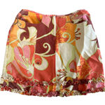 Nanette Lepore Silk Linen Blend Multicolor Ruffle Skirt Size 6 Photo 0