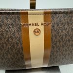 Michael Kors Brown & Tan Stripe Signature Bag Waist Fanny Pack Belt Retail $99 Photo 1