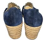 Jack Rogers Blue Suede Palmer Jute Wrapped Wedge Espadrille Peeptoe Shoes 9.5 Photo 7