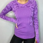 Lululemon Swiftly Tech Shirt Long Sleeve Shirt Womens 6 Purple Violet Print Top Photo 0