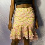 Funky y2k 90s butterfly print tiered ruffle skirt Pink Size XS Photo 0