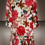 Petal and Pup White/pink Floral Print Ruffle Hem/sleeves Dress Large Cottagecore Photo 0