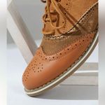 Ladies High Quality Boyfriend, Flat Platform Lace Up Dress Casual Ladies Shoe Tan Size 8.5 Photo 5