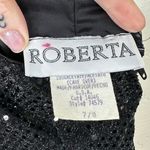 Vintage Roberta Midnight Black Sequin Halter Open Back Sleeveless Maxi Gown Size M Photo 2