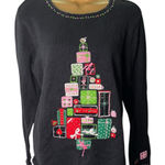 Tiara International Vintage Y2K Christmas Tree Sweater Black XL Photo 0