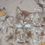 Vtg Y2K Morning Sun Beige Kitten Butterfly Rhinestone Embellished Top Sz 2X Tan Photo 3