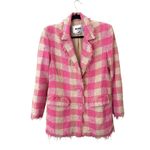 MSGM Checkered Fringe Tweed Jacket Pink Sz40 (US10) Size 10 Photo 2