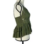 Free People Intimately Small Adella Cami Top Olive Sparrow Ruffled Crochet Lace Photo 4