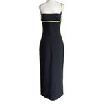 Paris Georgia Womens Dress in Black Leather Lime Small New Midi Cocktail Photo 3