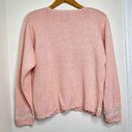 Vintage Eve Tyler Pink Pearl Beaded Sweater Cardigan Button Up Size Large Photo 6