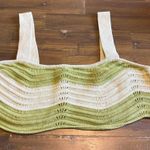 Reformation  Yara Green Knit Crochet Crop Top Organic Cotton Tank Wave Stripe M Photo 2