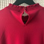 Adrianna Papell red ruffle neck sheer Swiss dot sleeves blouse women's small Photo 4