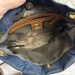 Vince Camuto Cris Blue Nylon Brown Leather Crossbody Tassel Bag Gold Photo 5