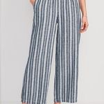 Old Navy NWT High Waisted Striped Wide Leg Linen Cotton Pants - Size XL Photo 0