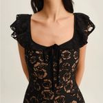 Rihoas Black Textured Ruffle Mermaid Midi Dress Photo 1